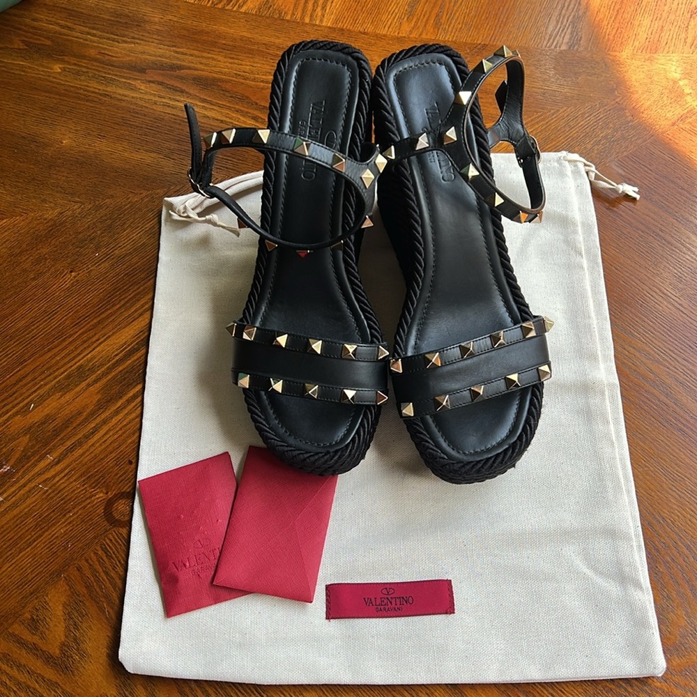 Valentino Black Studded Gladiator Sandals